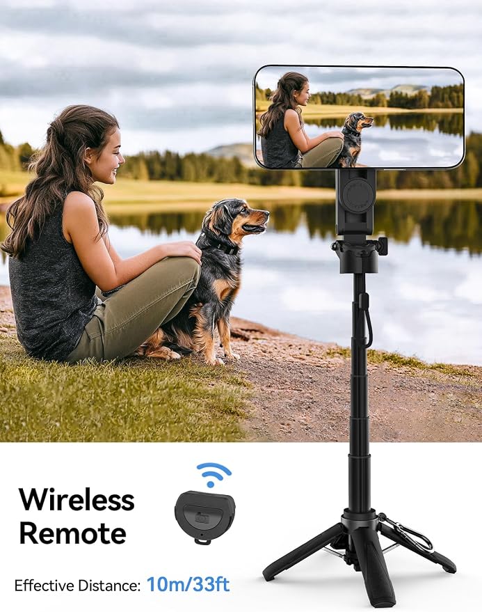 Takerers for Magsafe Tripod for iPhone【Pocket Size】 4-in-1 Portable Magnetic Selfie Stick for iPhone Stand for Video Recording Travel Magnetic Phone Tripod with Remote 【Upgraded 4 Legs】 - Image 7