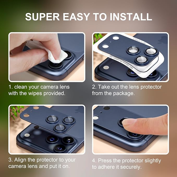 for iPhone 17 Pro Camera Lens Protector, Deep Blue | [Military Grade Shatterproof] [Strong Adsorption] [Case Friendly] Matte Metal Tempered Glass Camera Screen Cover Accessories - Image 7