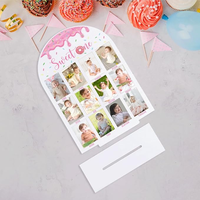 My First Year Photo Board Baby Milestone Signs One Year of Baby Photo Board, Best Babies Keepsake 10x14 Inches Acrylic Sign Decor Fits 2" x 3" Photo A14 - Image 6