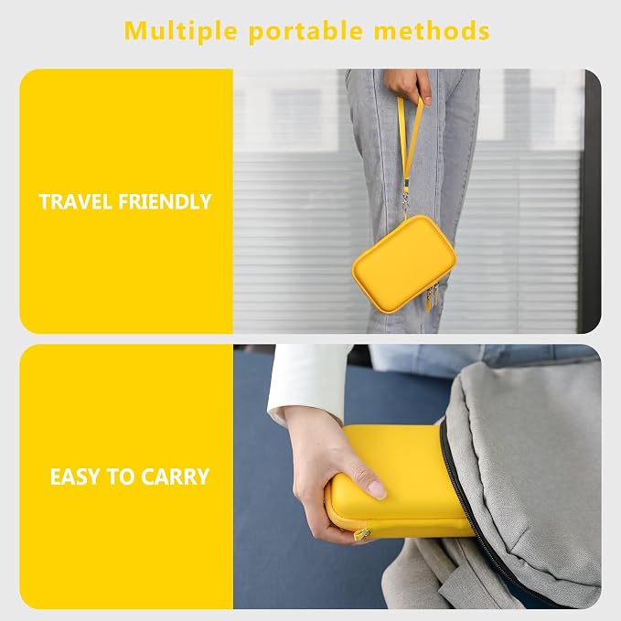 Carrying Case Compatible with Fujifilm Instax Mini EVO Instant Camera, INSTAX MINI EVO Camera Storage Holder Travel Bag with Mesh Pocket for Photos, USB Cables, Film, Yellow - Image 6