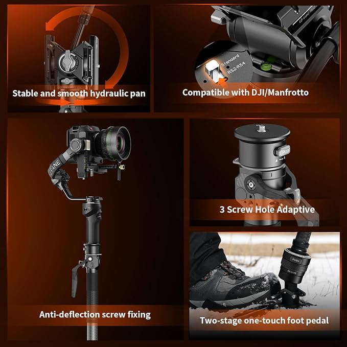 One-Click Lifting Carbon Fiber Monopod, 69‘’ Camera Monopod with Feet, Lightweight Travel Tripod with Quick Release Plate for Camera, DSLR, Camcorder, Max Load 22lbs/10kg (M1ProV5) - Image 4