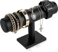 TENINYU Hovering T-Bar Bracelet Necklace Earring Bangle Pendants Anklet Tower Watch Key Jewelry Display Stand for Home Organization (Black Leatherette) by TENINYU