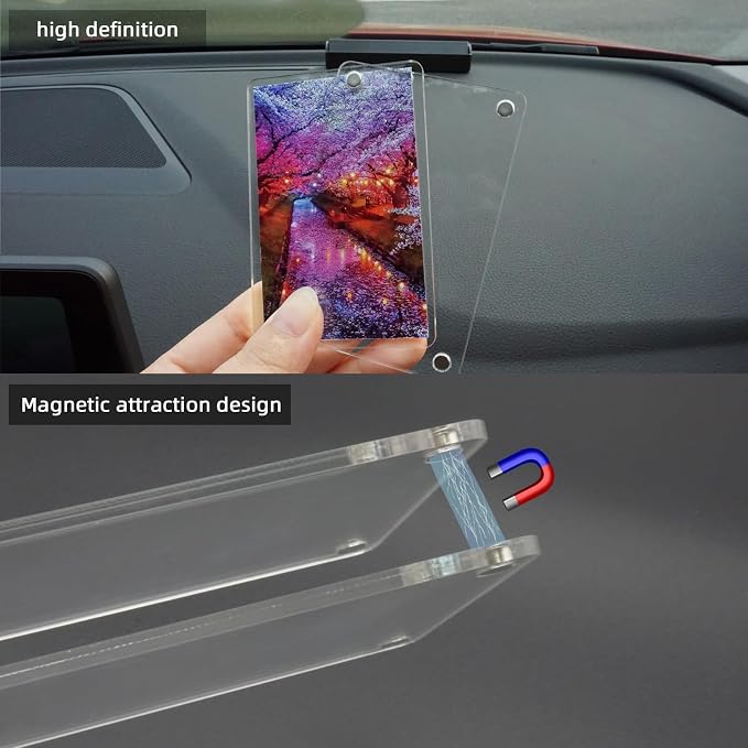 XMALL 2Pcs Car Picture Holder, Suitable for car Visor, Universal for Any Vehicle Model, Show Personal or Family Photos, Great Gift for Drivers, Car Accessories, Polaroid Photo Frame, 3.5"X2.4" - Image 3