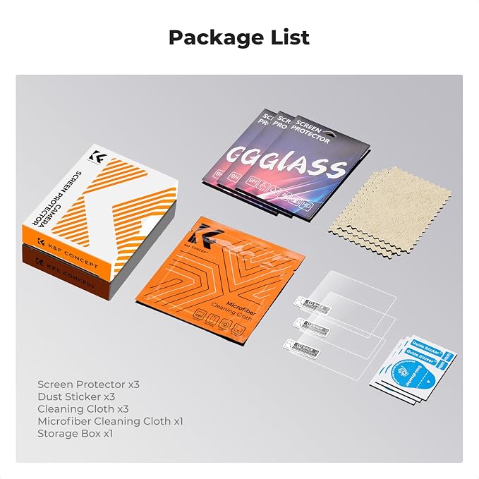 K&F CONCEPT 3 Pack Screen Protector Compatible with Canon SX740 Camera | Ultra Clear Tempered Glass Screen Protector Anti Scratch Bubble Free Ultra Resistant PF04 - Image 7