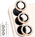 for Samsung Galaxy S26 Camera Lens Protector, Individual Metal Ring Tempered Glass Lens Cover, [Strong Adsorption] Scratch Resistant Ultra-Thin HD Clear Lens Cover, 1 Set-Orange Diamond by Btscase
