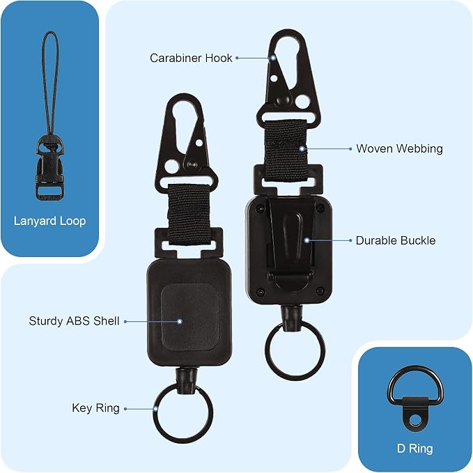 2 Pack CB Mic Retractable Holder with Heavy Duty 24" Stainless Steel Cord, Easy D-Ring Mount for Truck Drivers - Image 7