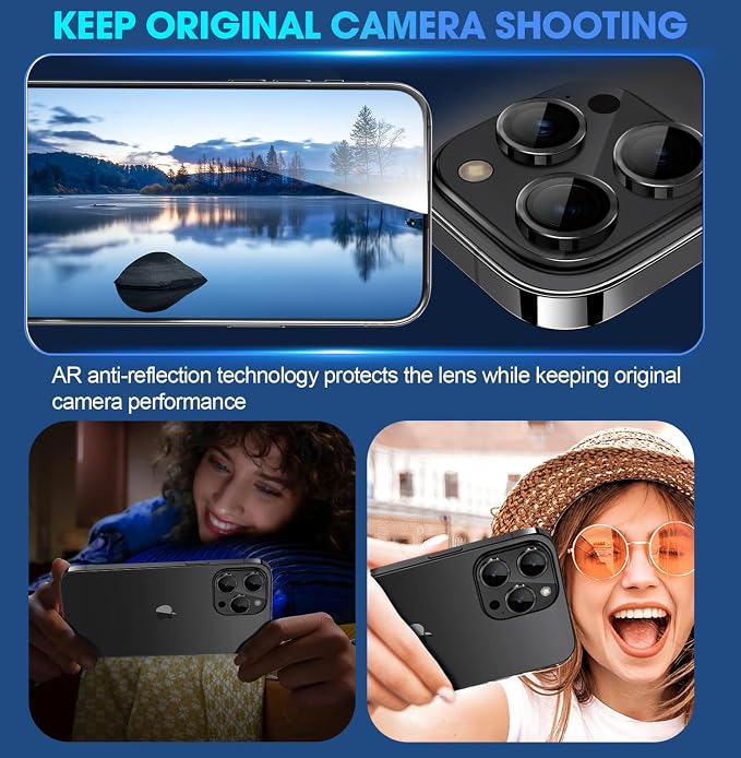 for iPhone 15 Pro/15 Pro Max Camera Lens Protector Cover, Black | Individual Metal, 9H Hardness, Scratch Resistant, Shockproof, Drop Protection, Case Friendly, Stylish Accessories - Image 4