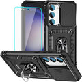 HNHYGETE for Galaxy S23 Plus Case with Screen Protector: [Military Grade 20ft. Drop Tested] Slide Camera Cover Ring Shockproof Protective Phone Case for - Samsung Galaxy S23 Plus (Black) by HNHYGETE