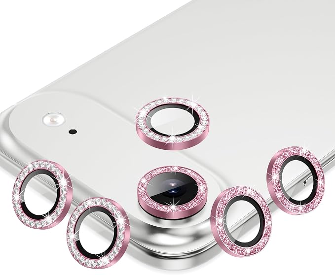 AGVEE 3+3 6 Pack for iPhone Air Camera Lens Protector Cover | Individual Bling Diamond & Bling Glitter Sparkle Cute Gem Metal Ring, 9H Tempered HD Glass by AGVEE