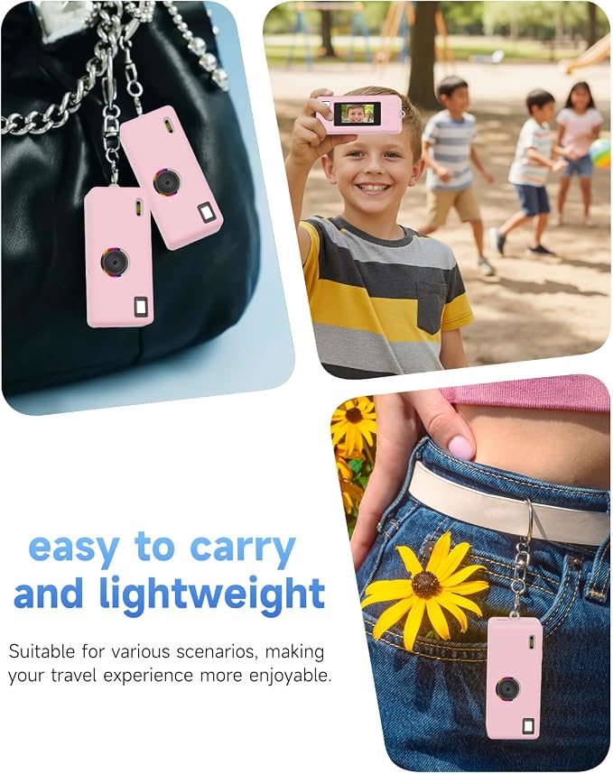 Silicone Case for Kodak CHARMERA Keychain Digital Blind Box accessories,Soft Silicone Protective Case,Comes with Screen Protectors and Wrist Strap - Pink - Image 3