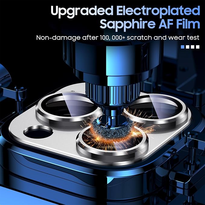 Uyiton for iPhone 13 Pro/iPhone 13 Pro Max Camera Lens Protector | Not Easy to Break, Strong Adsorption, Case-Friendly, Metal 9H Sapphire Glass Rear Camera Screen Cover, Silver - Image 6