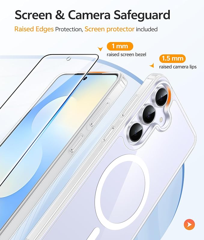FNTCASE for Samsung Galaxy S25 FE Case, Fit for Magsafe, Screen Protector | Clear Anti Yellowing Magnetic Back, 14FT Military Grade Drop Protection, Shockproof Protective Phone Cover, Transparent - Image 4