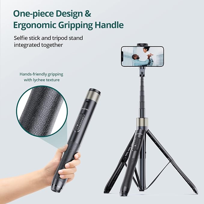 ATUMTEK 65" Selfie Stick Tripod, All in One Extendable Phone Tripod Stand with Bluetooth Remote 360° Rotation for iPhone and Android Phone Selfies, Video Recording, Vlogging, Live Streaming, Black - Image 7