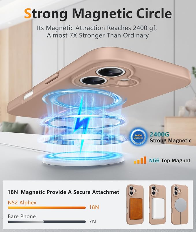 FNTCASE for iPhone 17 Case, Compatible with Magsafe, Glass Screen Protector | Full Camera Protection, Integrated Silicone Cases, 14FT Military Grade Drop Proof, Shockproof Protective Phone Cover - Image 3