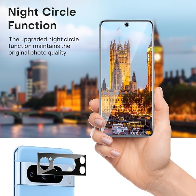 OMOTON 3+2 Pack for Pixel 8 Pro Screen Protector (6.7 Inch, 2023 Released) | 3 Pack for Pixel 8 Pro Tempered Glass, 3 Camera Lens Protector, Fingerprint Sensitivity, HD Clear - Image 3