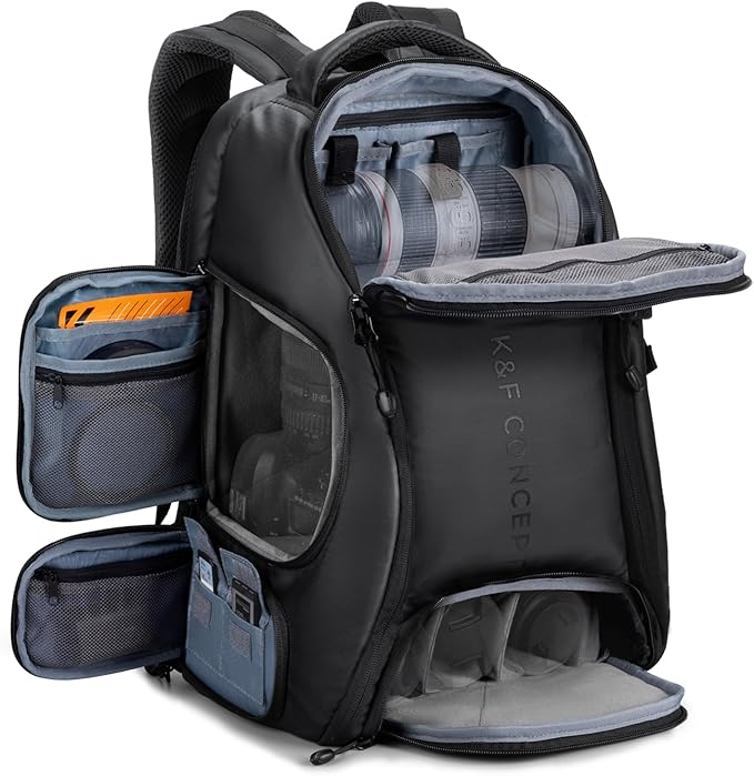 K&F CONCEPT Camera Backpack,25L Large Capacity Camera Bag for Photographers | Raincover, 15.6 Inch Laptop Compartment, Compatible for Canon/Nikon/Sony/DJI Mavic Drone, B10 by KFCONCEPT