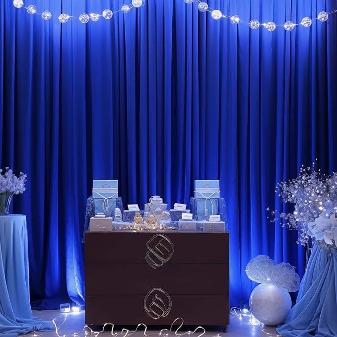 Royal Blue Backdrop Curtain 6 Panels-Wrinkle-Free Royal Blue Curtains Polyester Photography Drapes for Baby Shower Birthday Party Photo Background Backdrop Stand- 24 X10FT - Image 7