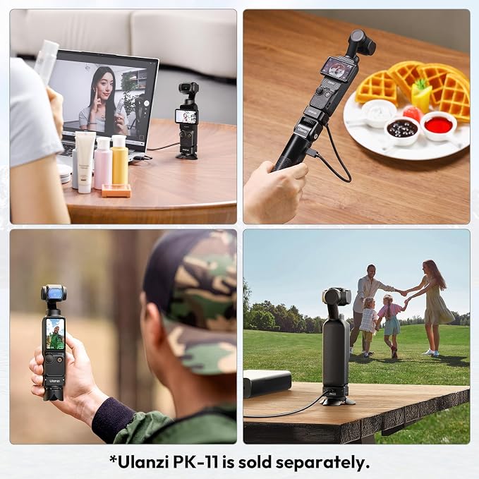 ULANZI PK-08 Auto-Open Mini Tripod for DJI Pocket 4p 4 3/Luna Ultra | Tripod & Grip Mode, Aluminum Alloy, 1/4"-20 Screw for Xtra Muse, Compact Travel Vlog Action Camera Accessories - Image 5
