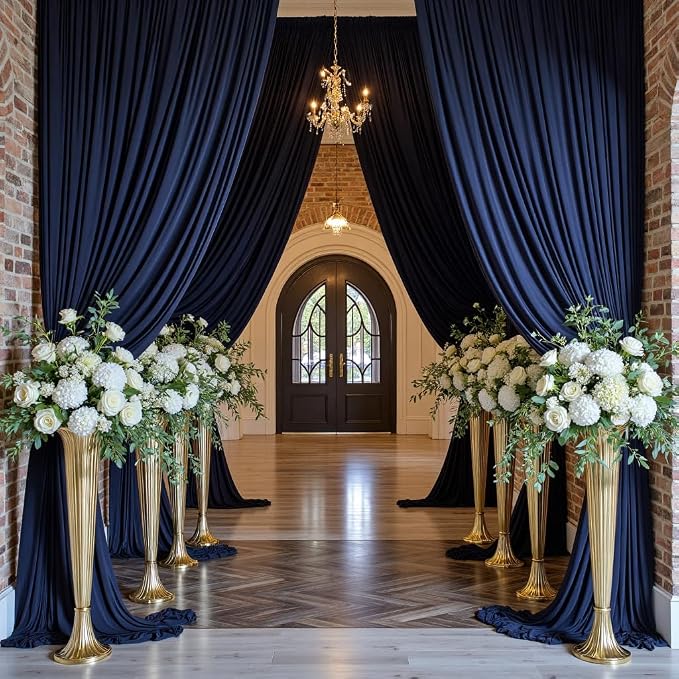 50x12 ft Navy Blue Backdrop Curtains for Weddings, Birthdays and Photos | 10 Panels 5x12 ft, Wrinkle-Free Polyester Drapes, Washable, Ironable, 4 in Rod Pocket for Baby Showers Photography Background - Image 5