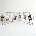 Foldable Desktop Photo Display Rack & Grid Display Board with 20 Wooden Clips – Photo, Accessory & Handcraft Display Organizer for Home Office Black Three-Grid Style by Unknown