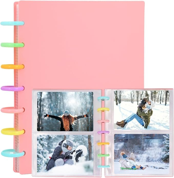 Photo Album 4x6 Photos, 80 Pockets Hard Cover Small Mini Capacity Pictures Album for Family Wedding Anniversary Baby Vacation (Pink) by Tugle