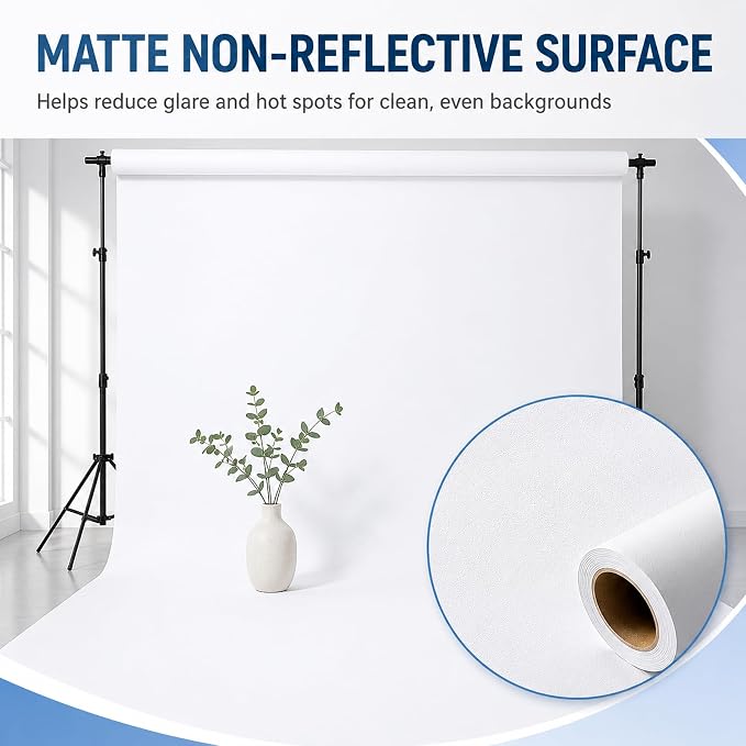 White Seamless Paper Backdrop, White Photo Backdrop 107" x32.8' | Heavyweight matte paper with non-reflective surface for portraits, videos, product photos and studio photography. - Image 4