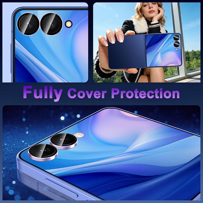 Meshine for Samsung Galaxy Z Flip 7 Camera Lens Protector,Scratch Proof,Strong Adsorption,9H Hardness with Metal Ring Camera Cover,Ultra Thin Case Friendly, Accessories Lens Protector,Light Purple - Image 8