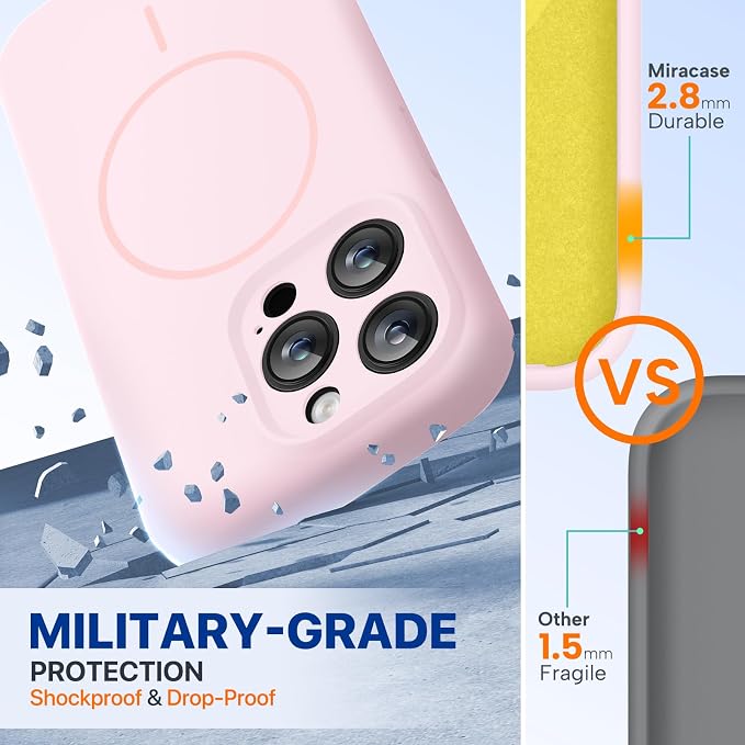miracase Magnetic for iPhone 15 Pro Max Case, [Soft Anti-Scratch Microfiber Lining], Compatible with MagSafe, Liquid Silicone Case Shockproof Drop Protection Phone Case for 15 ProMax, Sand Pink - Image 3