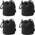 Camera Lens Bag, 4 Pack Protective Neoprene Lens Pouch with Drawstring & Carabiner, Lens Case for DSLR Camera Lens(S/M/L/XL) (S 4pcs) by Unknown
