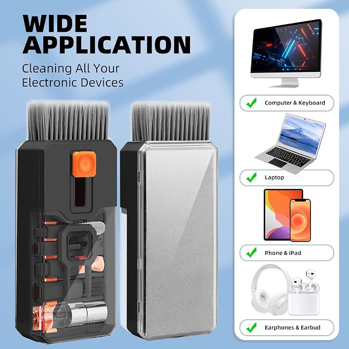 Keyboard Cleaner & Laptop Cleaning Kit, All-in-1 for Computer PC, Black | Electronics Deep Cleaning Reusable Brush Tool, Screen-Safe Spray, for iPhone iPad Macbook Airpod Camera, Gaming Accessories - Image 5