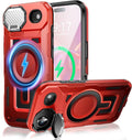 Camera Stand Case for iPhone 17 Air, [Compatible with MagSafe] [Lens Cover] 2025 Version Military Grade Protective Soft Case for iPhone 17 Air 6.5 inch Men Women, Red by WASTROYAL