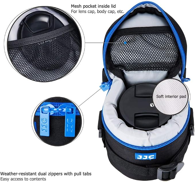 JJC Deluxe Lens Case Pouch Bag for Camera Lens Below 2.95" x 3.93"(D x L) | for Canon EF-S 18-55mm/EF 50mm f1.8/RF-S 18-150mm, Nikon AF-S 18-55mm/AF-P 18-55mm, Fuji XC 16-50mm/XF 18-55mm Lens & More - Image 4