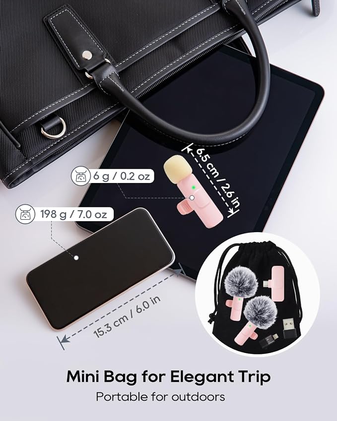 Mini Microphone for iphone Android Phone Tablet ipad PC, Usb C Wireless Lavalier Pink Mic for Video Recording Vlogging Youtube Tiktok Podcast Interview content creators, Clip on Tiny Microphones - Image 5