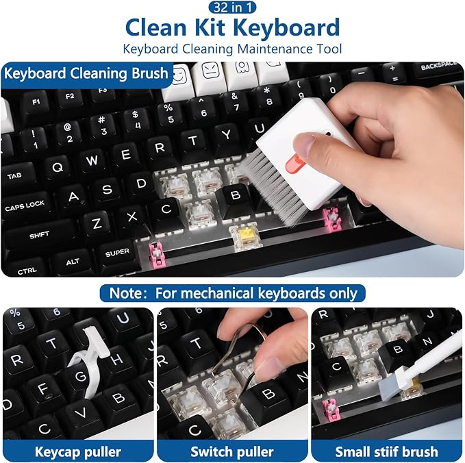 Inesore 32 in 1 Phone Cleaning Kit for iPhone AirPods MacBook Earbuds-White | Full Set of Multi-Size Tips, Wide Application, All-in-One Layered Storage, Tidy Accessory Storage, Dual Wet & Dry Clean Modes - Image 5