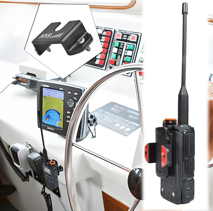 HYS Single Side CB VHF UHF Radio&Mic Hanger Mount w/Screw for Car Truck | Screw-mount installation - permanent and secure,works with belt clip & round knob mic for CB,VHF,and UHF two-way radio brands - Image 4
