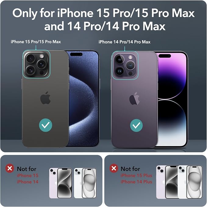 ESR 2 Pack Camera Lens Protector for iPhone 15 Pro Max/15 Pro/14 Pro Max/14 Pro, Ultra-tough HD Individual Lens Protectors, Scratch Resistant, Ultra-thin Tempered Glass, Armorite Series, Clear | Individual Camera Cover, 9H Tempered Glass, Original Came... - Image 2