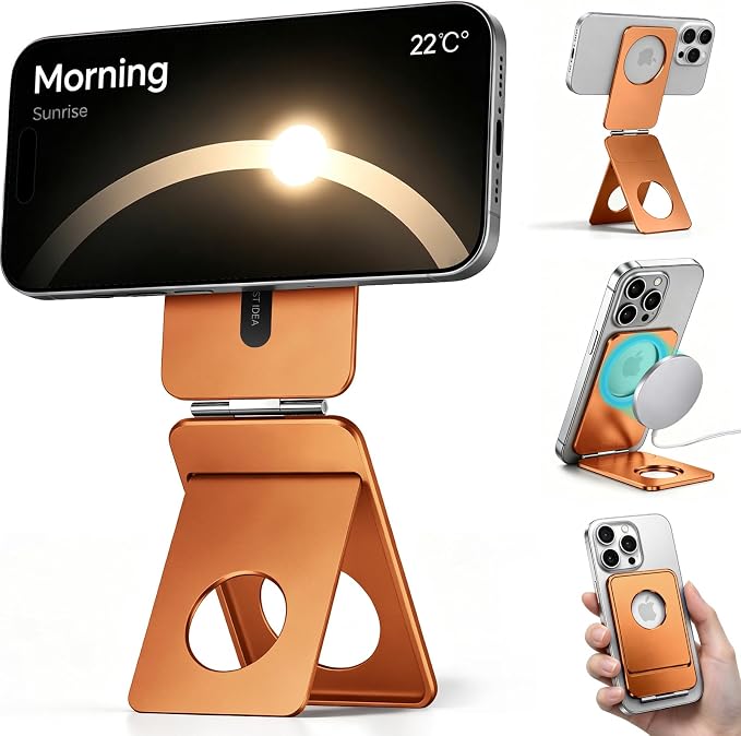 1ST IDEA for MagSafe Tripod Stand Ultra-Thin 0.23" | Aluminum Alloy Magnetic Tripod for iPhone, Flexible 20x Magnet Phone Stand Gift Accessories for Women Men for iPhone 17 16 15 14 13 12 Series by 1STIDEA