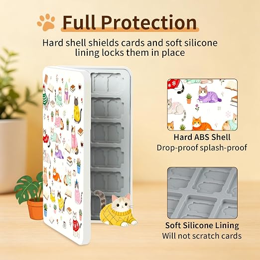 PERFECTSIGHT Switch Game Card Case for Nintendo Switch 2/ Lite / OLED, Switch 2 Game Holder Cartridge Case for 24 Game Cards and 48 SD Cards, Cute Kawaii Portable Compact Storage Box, Kitty - Image 5