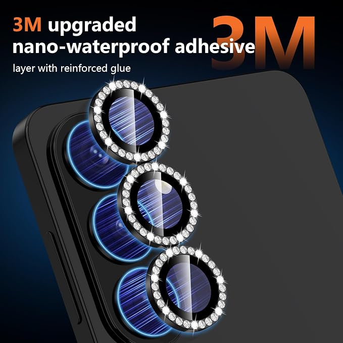 for Samsung Galaxy S26 Camera Lens Protector, Individual Metal Ring Tempered Glass Lens Cover, [Strong Adsorption] Scratch Resistant Ultra-Thin HD Clear Lens Cover, 1 Set-Black Diamond - Image 4