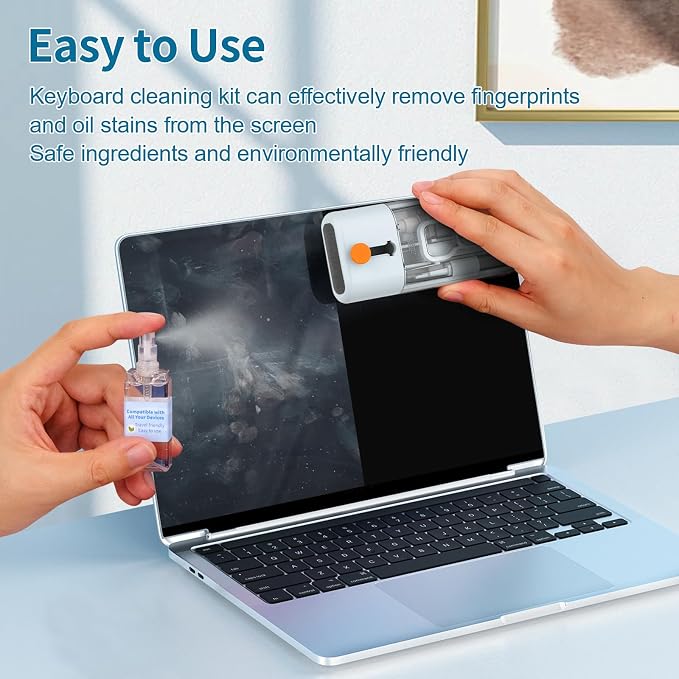 Keyboard Cleaner Laptop Cleaning Kit - 12 in 1 Computer Tech Cleaning Brush, Electronic Screen Cleaner with Multi-Function Cleaning Pen for MacBook, Tablet, iPhone, Earbuds, Camera, Lens | Includes Screen Spray, Microfiber Wipe, Tech Brush, Works on Ai... - Image 3