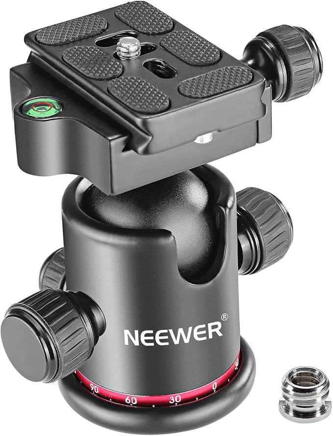 Neewer Professional Metal 360 Degree Rotating Panoramic Ball Head with 1/4 inch Quick Release Plate and Bubble Level,up to 17.6pounds/8kilograms,for Tripod,Monopod,Slider,DSLR Camera,Camcorder by Neewer