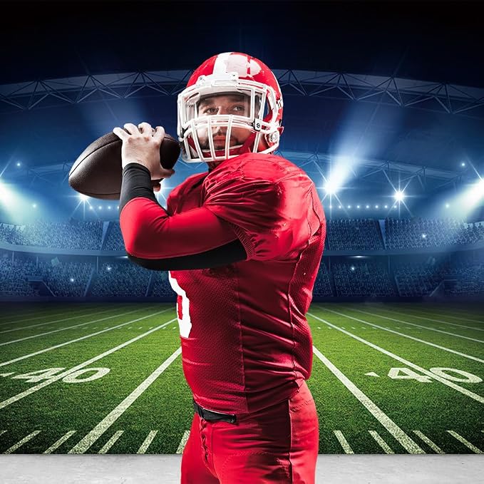 7x5ft Football Stadium Photography Backdrop with Bowl Night Spotlight for Party Decoration Football Field Backdrop Photo Booth Props - Image 5