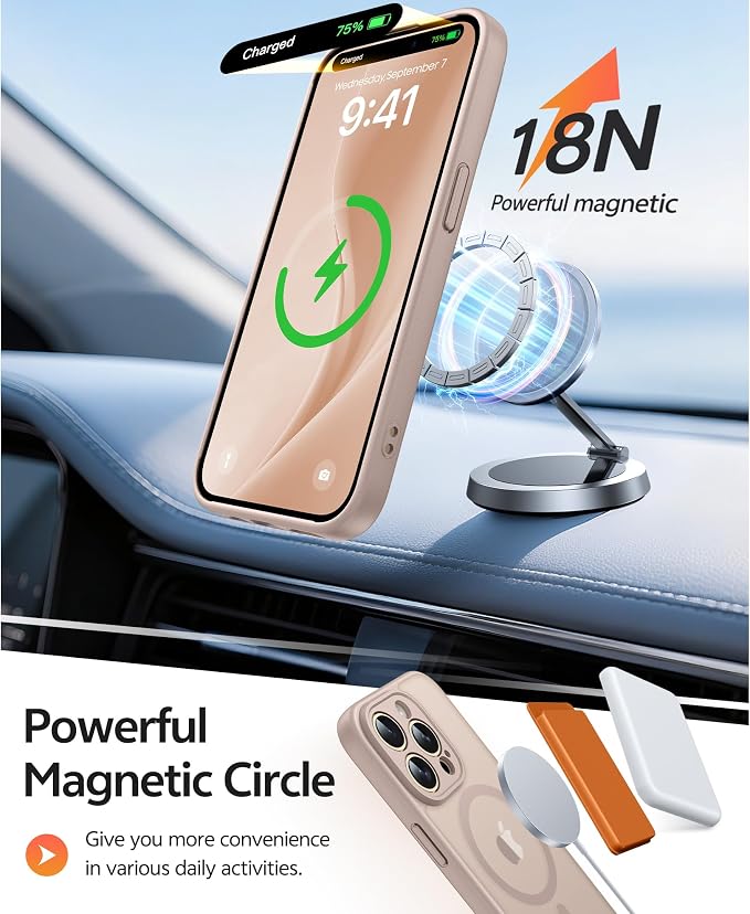 FNTCASE for iPhone 14 Pro Max Case, Fit for Magsafe, Glass Screen Protector | Full Camera Protection, Translucent Matte, 14FT Military Grade Drop Proof, Shockproof Protective Phone Cover, Desert Gold - Image 3