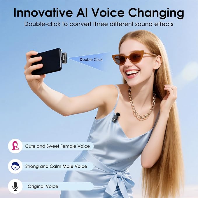 Mini Wireless Microphone for iPhone Android Tablets | with Noise Reduction, 30h Charging Case, 3 Voice Changer, Plug & Play Mini Mic for iPhone Vlogging, Video Recording, Podcast - Image 5