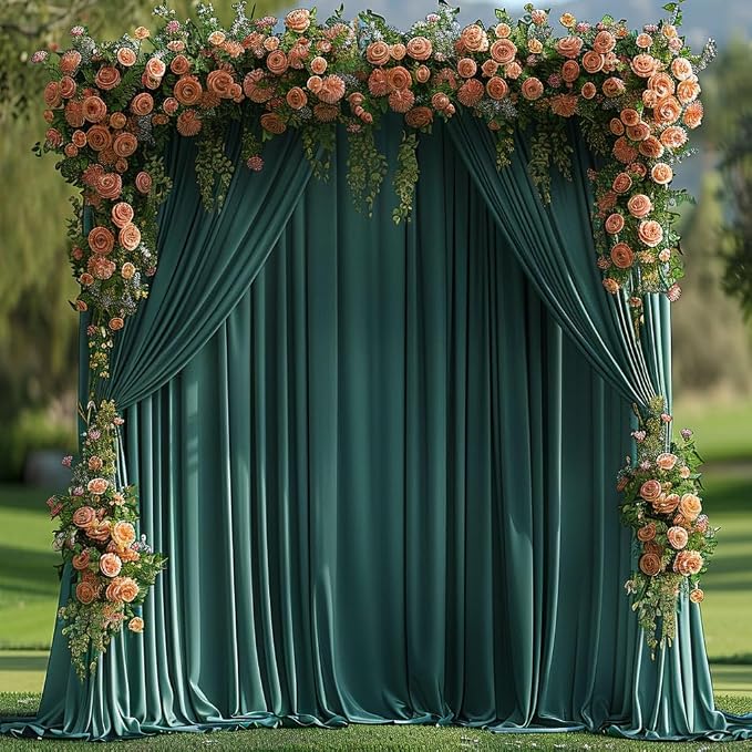 10x10ft Wrinkle Free Hunter Green Backdrop Curtain for Parties Soft Fabric Drapes Wedding Dark Green Curtain Backdrop for Birthday Party Decorations Background for Photography 5x10ft,2 Panels - Image 8