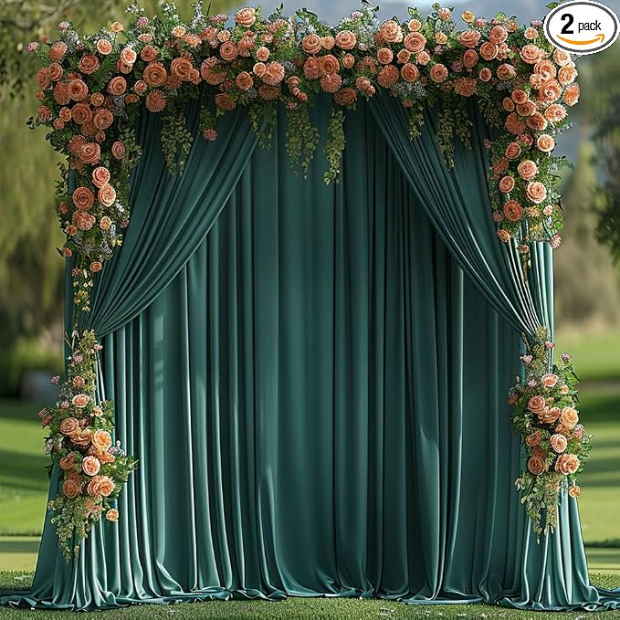 30x10ft Wrinkle Free Hunter Green Backdrop Curtain for Parties Soft Fabric Drapes Wedding Dark Green Curtain Backdrop for Birthday Party Decorations Background for Photography 5x10ft,6 Panels by ESGOTBME