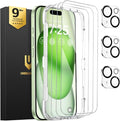 UNBREAKcable iPhone 15 Plus Screen Protector & Camera Lens Protector | Upgraded Dual-Tempered Glass with Military-Grade 9H Hardness, 3-Pack,HD Clarity, Anti-Fingerprint, Case Friendly, Fits 6.7'' by UNBREAKcable