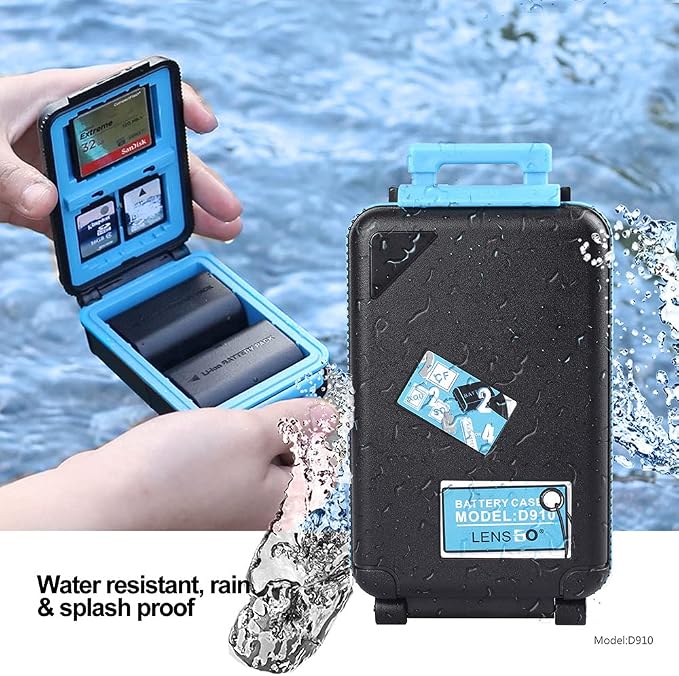 LENSGO Camera Battery Storage Box, Water-Resistant Anti-Shock Case for 2 Batteries & 6 Memory Cards (4 SD, 2 XQD/CF) - Image 5
