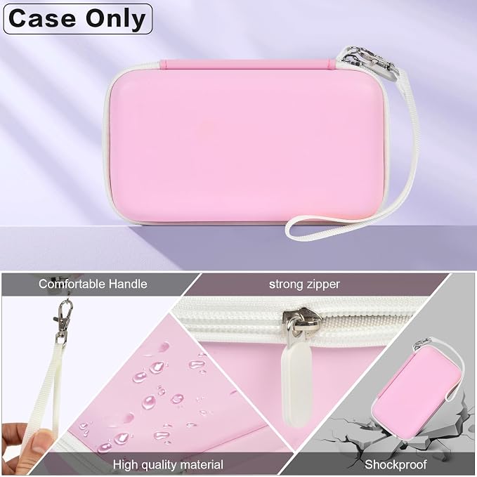 Kids Instant Print Camera Travel Case for Girl Boy with Wrist Strap | For ESOXOFFORE/ for Dylanto/ for WEEFUN/ for Anchioo/ for GKTZ/ for Amzelas/ for Mafiti, Mesh Pocket, Pink, Case Only - Image 5