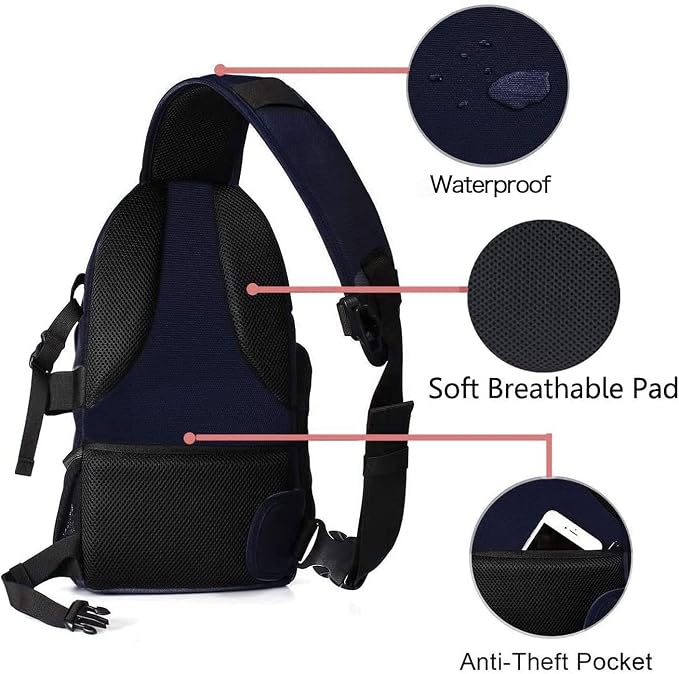 MOSISO Camera Sling Bag, DSLR/SLR/Mirrorless Camera Case Camera Backpack | Shockproof Photography Bag with Tripod Holder&Removable Modular Inserts Compatible with Canon/Nikon/Sony/Fuji, Navy Blue - Image 4